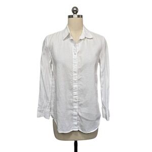 Quince Women's Size XS White 100% Linen Button Down Shirt Blouse Coastal Casual